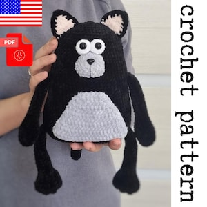 Plush Cat Crochet Pattern - printable PDF A crocheted toy for games or the decor of your home.