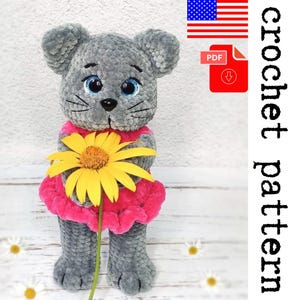 Plush Cat Crochet Pattern - printable PDF A crocheted toy for games or the decor of your home.