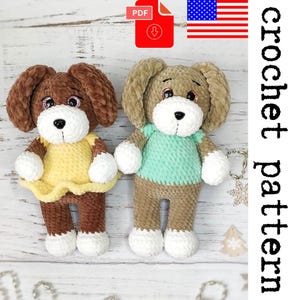 Plush Puppies Crochet Pattern - printable PDF A crocheted toy for games or the decor of your home.