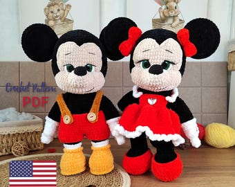 CROCHET PATTERN Mouse And Mouse Girlfriend, Amigurumi Mouse And Mouse Girlfriend