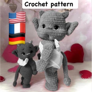Amigurumi little devil pattern PDF template in English, German and French