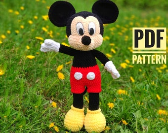 CROCHET PATTERN Mouse boy in red shorts, Amigurumi Mouse Pdf tutorial