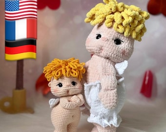 Amigurumi angel pattern Pdfin English, German and French , Crochet, knitted doll
