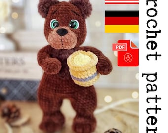 Plush Teddy bear Crochet Pattern - printable PDF A crocheted toy for games or the decor of your home