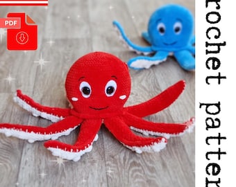 Plush Octopus Crochet Pattern - printable PDF A crocheted toy for games or the decor of your home.