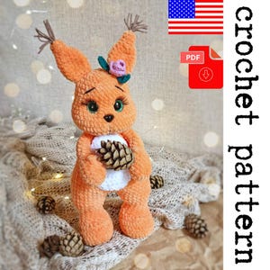 Plush Squirrel Crochet Pattern - printable PDF A crocheted toy for games or the decor of your home.