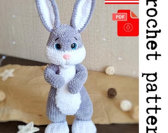 Plush Bunny (Wolpertinger) Crochet Pattern - printable PDF A crocheted toy for games or the decor of your home.