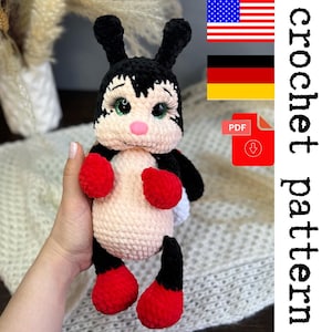 Plush Ladybug Crochet Pattern - printable PDF A crocheted toy for games or the decor of your home. Pattern in English and German
