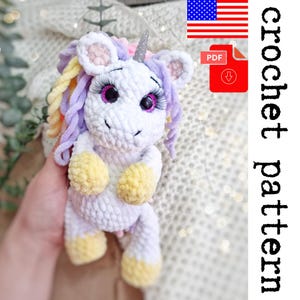 Plush Unicorn Crochet Pattern - printable PDF A crocheted toy for games or the decor of your home.