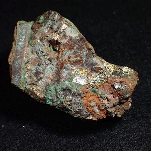 Chalcopyrite w Malachite from Connecticut. Raw. Rough. Iridescent.