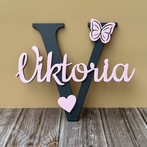 Placa para puerta, placa para nombre, habitación infantil, letra, con motivo.
