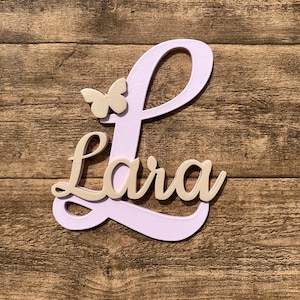 Placa para puerta, placa para nombre, habitación infantil, letra, con motivo.