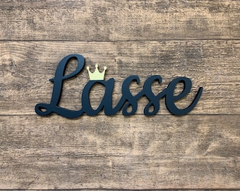 Nameplate, lettering, desired name with crown