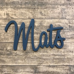 Name tag, lettering, desired name made of wood