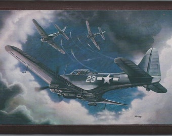 Framed 4" X 6" Painting of a Douglas SBD-5 Dauntless. Designed to hang on a wall or can be displayed on a shelf or desk.