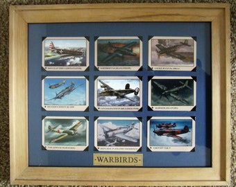 11" X 14" Natural Wood Framed WARBIRD Aircraft - Mounted with Photo Tabs