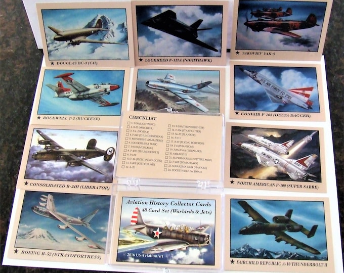 The Complete 48 Card Set of Aviation History Educational Collector Cards. Combines Sets #1 and #2 with a New Cover Card and Checklist.