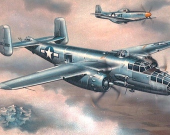 Framed 4" X 6" print of a North American B-25 Mitchell Bomber. Hang on a wall or display on a shelf or desk.