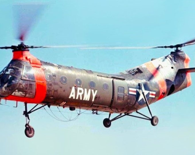 Framed 4" X 6" Print of a US Army Piasecki H-21 Workhorse "Shawnee" helicopter.  Hang on a wall or display on a shelf or desk.