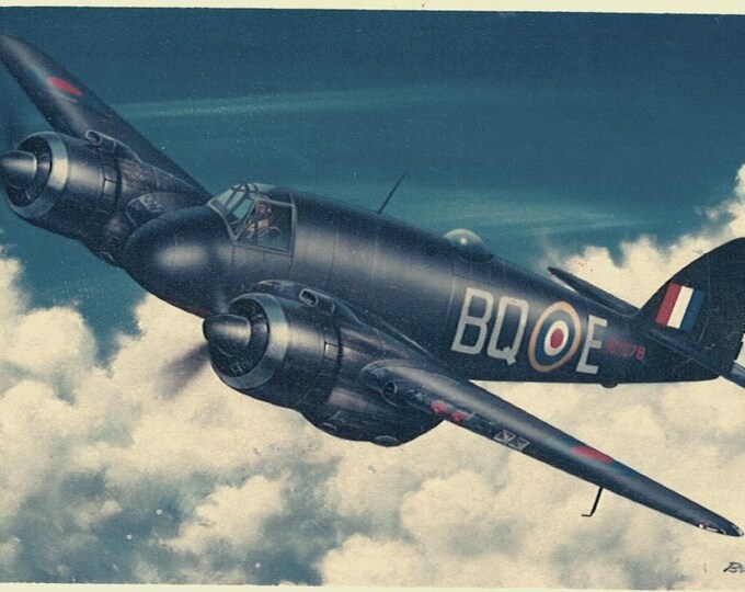 Framed 4" X 6" Print of a British Bristol Beaufort Torpedo Bomber. Hang on a wall or display on a shelf or desk.