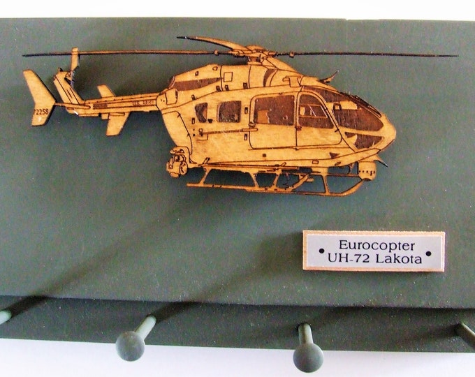 United States Military Eurocopter (Airbus) UH-72 Lakota Helicopter Wall Mounted Keychain Display Rack