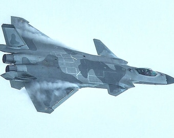 Framed 4" X 6" Print of a Chengdu J-20 "Mighty Dragon." stealth aircraft.  Made to hang on a wall or display on a shelf or desk.
