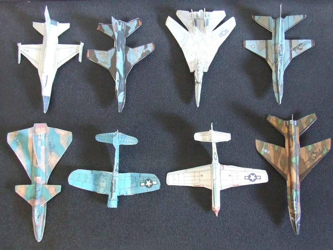 NINE Cut Glue Paper Airplane Glider Kits (BONUS F-15 Falcon