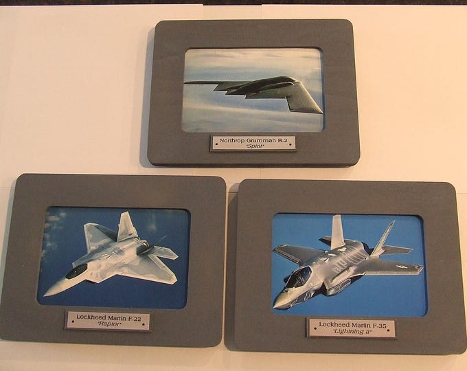 Set of 3 framed 4"X6" prints of the awesome U.S. aircraft flown during "Operation Epic Fury."  Hang on a wall or display on a shelf or desk.