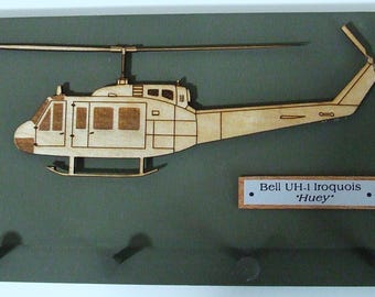U.S. Military Bell UH-1 Iroquois - "HUEY" Helicopter Keychain Display Rack.  Mounting screws are included.