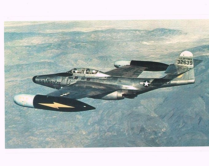 Framed 4"X6" Print of a Northrop F-89 "Scorpion" interceptor. Designed to hang on a wall or display on a shelf or desk.