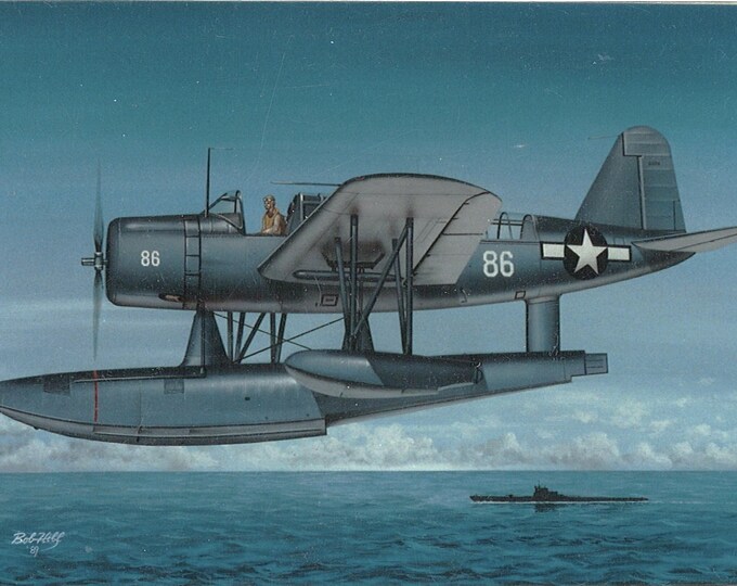 Framed 4" X 6" Print of a Vought OS2U "Kingfisher." Hang on a wall or display on a shelf or desk.