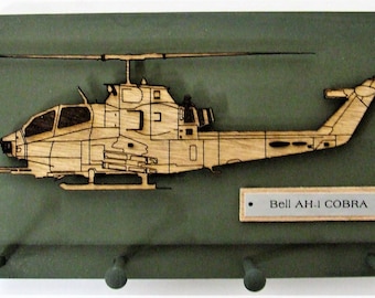 United States Military Bell AH-1 COBRA Helicopter Keychain Display Rack