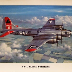 This 12&quot; X 16&quot; unframed print is of a Boeing B-17 Flying Fortress on one of its last missions over Germany during World War Two.