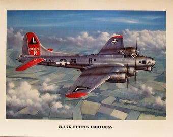 This 12" X 16" unframed print is of a Boeing B-17 Flying Fortress on one of its last missions over Germany during World War Two.