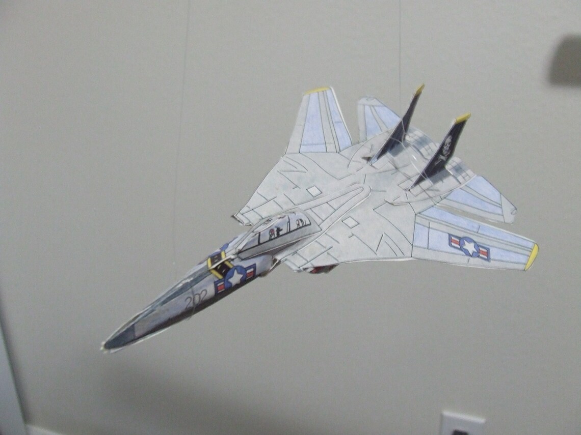 F14 TOMCAT Jet Fighter Cut & Glue Paper Airplane Kit Etsy