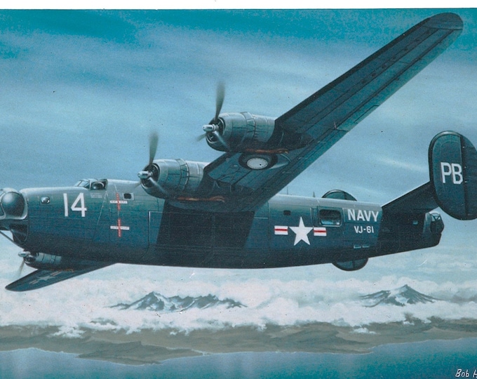 Framed 4" X 6" Print of a Consolidated PB4Y "Privateer" scanning the ocean during WWII. Hang on a wall or display on a shelf or desk.