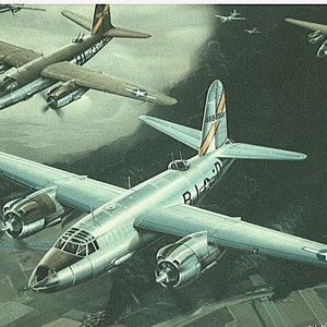Framed 4&quot; X 6&quot; print of a painting of a WWII Martin B-26 &quot;Marauder&quot; bomber. Made to hang on a wall or display on a shelf or desk.