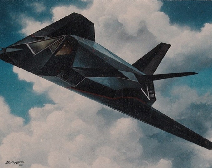 Framed 4" X 6" Print of a Lockheed F-117 "Nighthawk", Americas 1st operational stealth aircraft. Hang on wall or display on a shelf.
