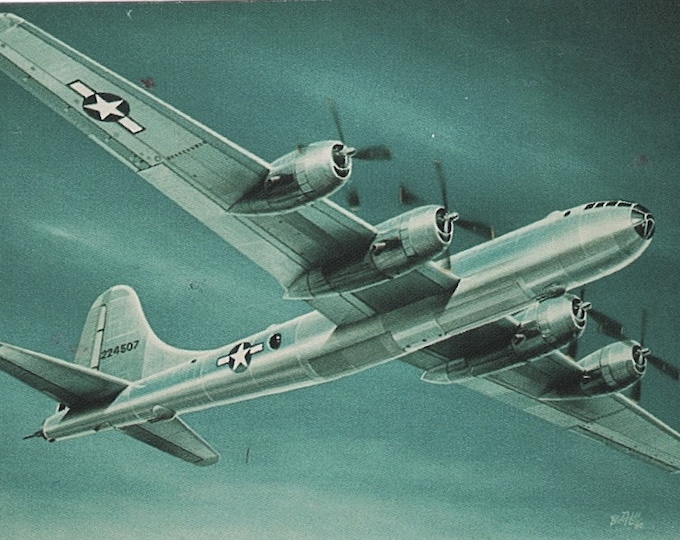 Framed 4" X 6" Print of a painting of a Boeing B-29 "Superfortress." Hang on a wall or display on a shelf or desk.