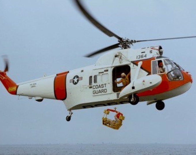 Framed 4" X 6" Print of a Coast Guard Sikorsky HH-52A "Seaguard" Helicopter.  Hang on a wall or display on a shelf or desk.