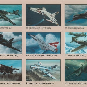 Set #2 - Tarjetas educativas de colección de historia de la aviación de Warbirds y Jets clásicos en una caja de almacenamiento de plástico
