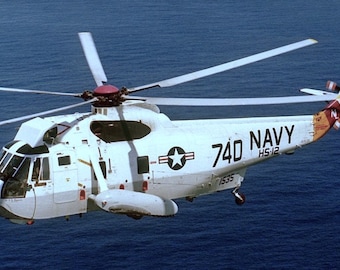 Framed 4" X 6" Print of a U.S. Navy Sikorsky SH-3 "Sea King" Helicopter. Hang on a wall or display on a shelf or desk.