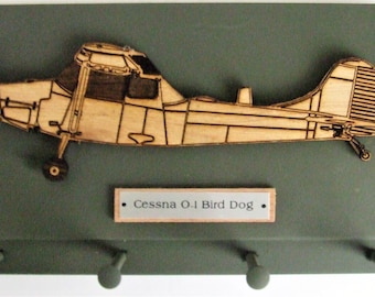 Wall Mounted Keychain Holder Rack - United States Military Cessna O-1 Bird Dog Reconnaissance Aircraft