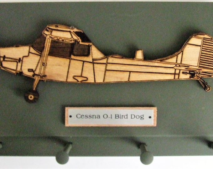 Wall Mounted Keychain Holder Rack - United States Military Cessna O-1 Bird Dog Reconnaissance Aircraft