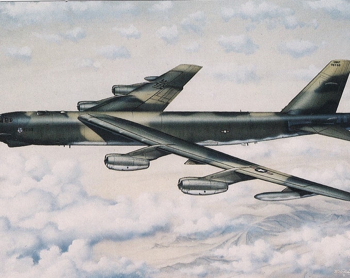 Framed 4" X 6" Print of a Boeing B-52 "Stratofortress" over the sands of Iraq during Desert Storm.  Hang on wall or display on shelf or desk