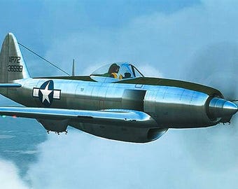 Framed 4"X6" print of a Republic XP-72 "Superbolt" Experimental aircraft.  Made to hang on a wall or display on a shelf or desk.