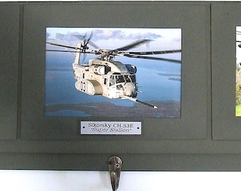 Three 4"x6" prints of Famous U.S. Helicopters on a 24" Keychain Display Rack