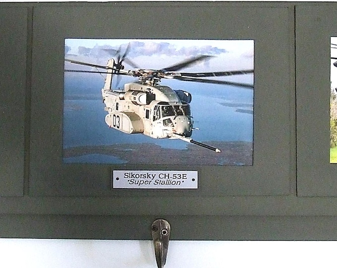 Three 4"x6" prints of Famous U.S. Helicopters on a 24" Keychain Display Rack