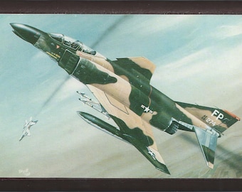 Framed 4" X 6" Painting of a McDonnell Douglas F-4 (Phantom). Designed to hang on a wall or displayed on a shelf or desk.