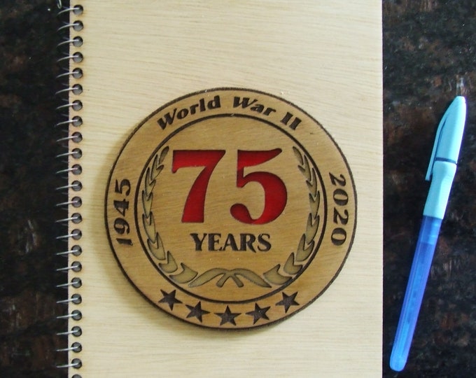 Commemorative WWII 75th Anniversary Memorabilia Laser Cut 6" X 9" Journal Book